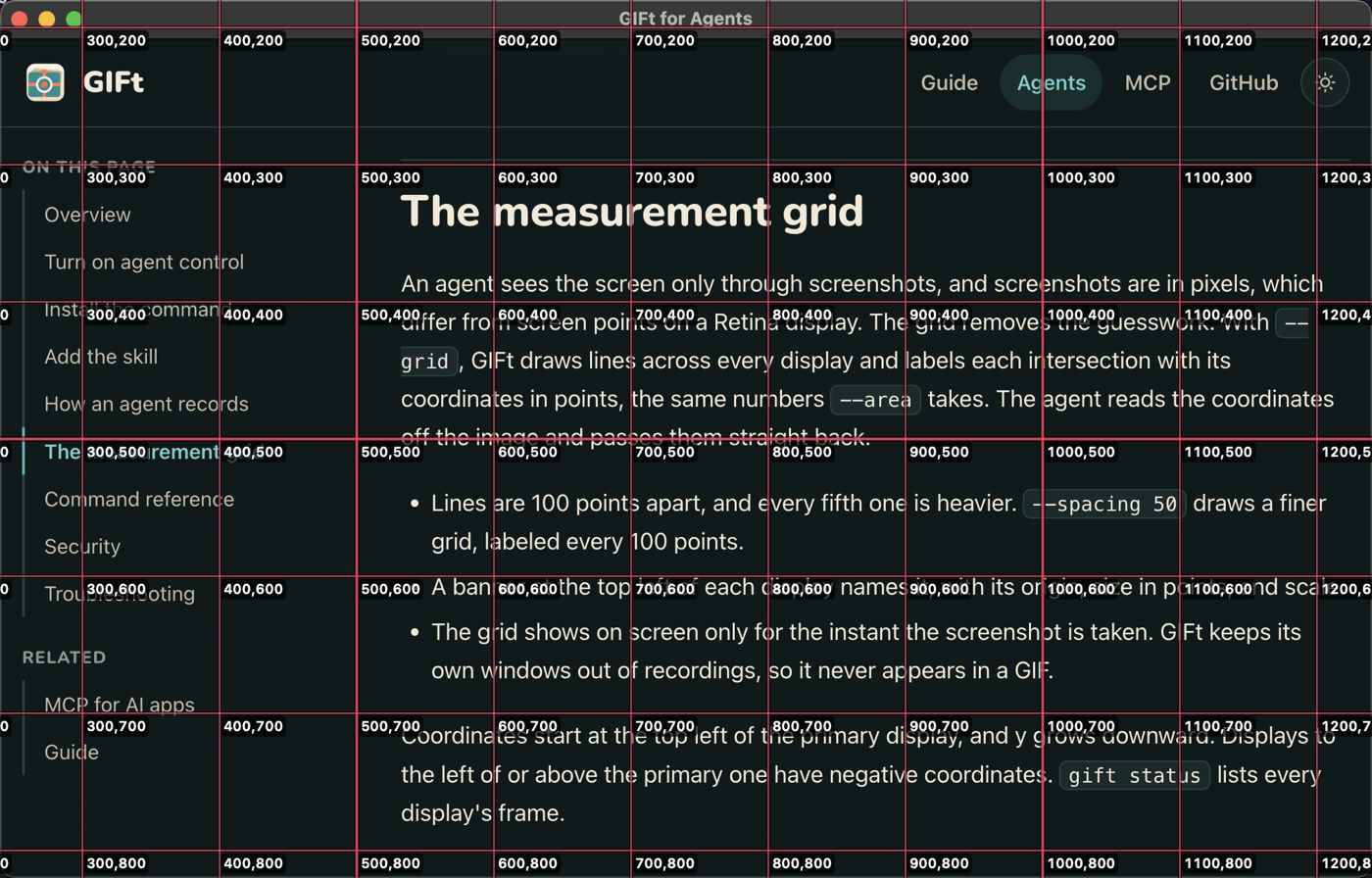 This page in a browser window, with a red grid drawn over it. Each intersection is labeled with its screen coordinates, such as 500,300 and 900,600.
